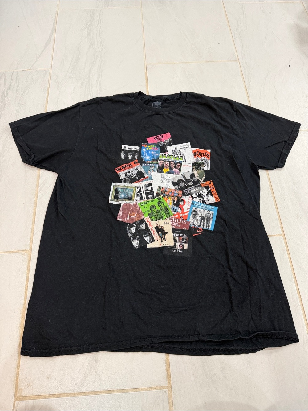 Beatles Black Short Sleeve Tee Album Art Size XL